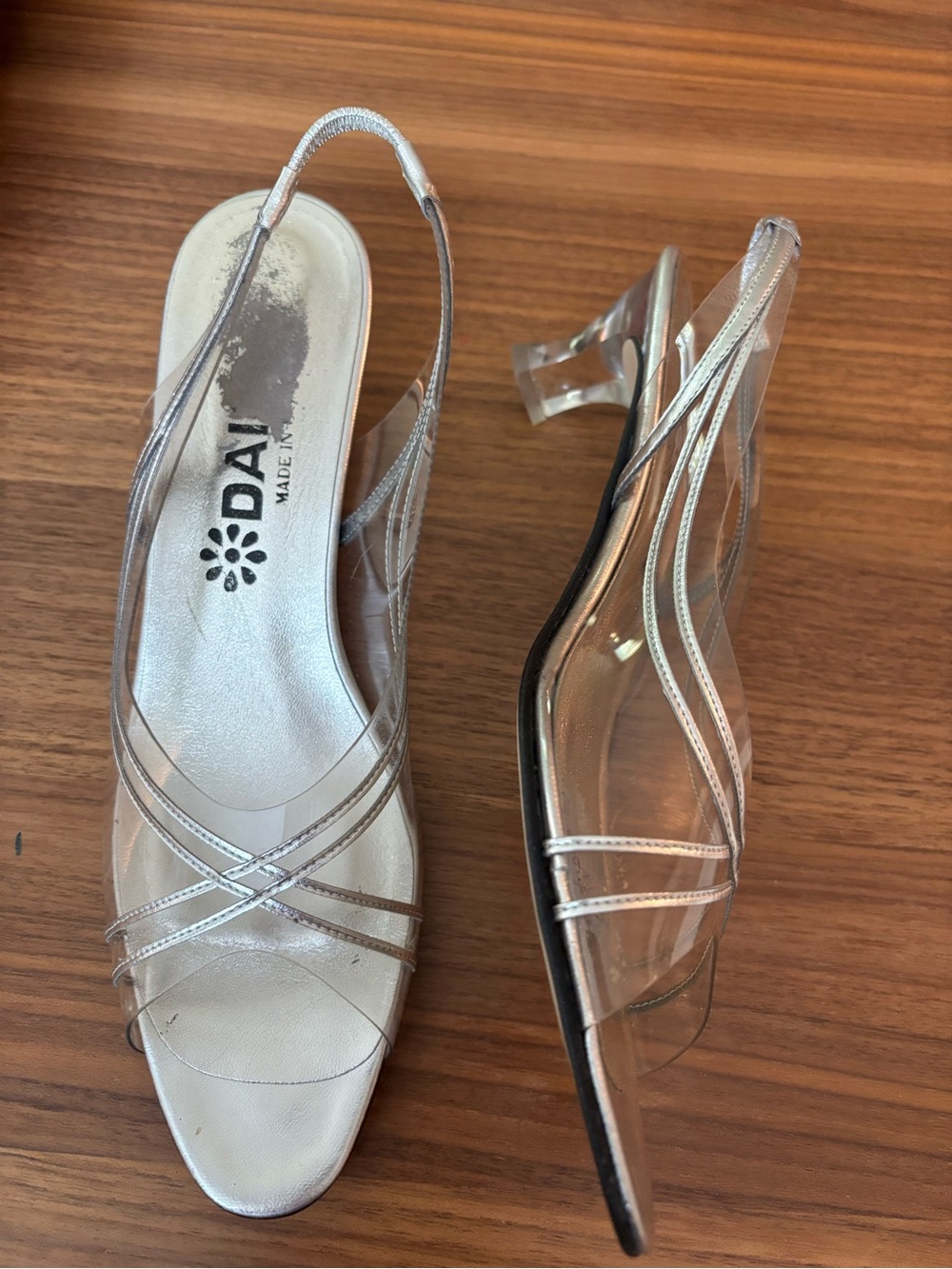 Daisy Silver Clear Slingback Heels